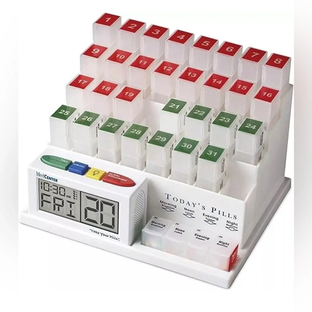Pill Organizer System with Talking Alarm Clock reminder 4 Times a Day 31 Day NEW - Picture 4 of 15